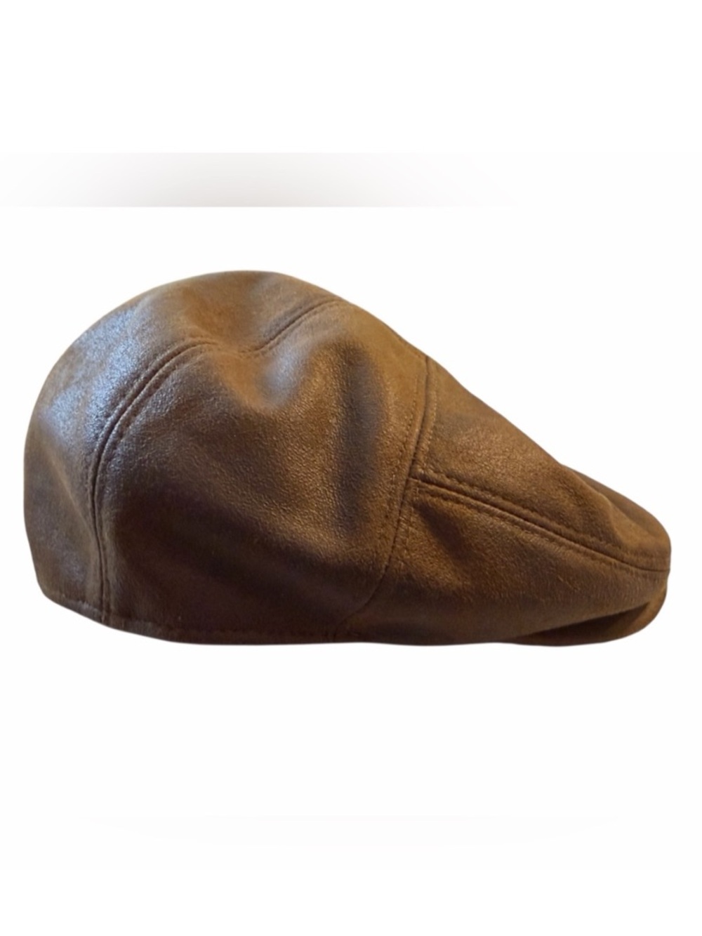 Henschel Hat Co USA Brown Faux Leather Newsboy Cap